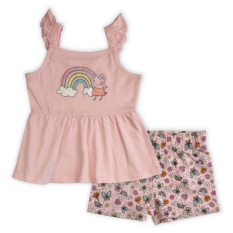 Peppa Pig Toddler girls 2pc set includes tank and shorts, Sizes 2T to 5T