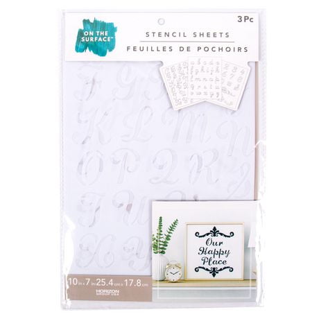 On the Surface™ Cursive Letters, Numbers and Accents Stencil Sheet, 10 in. x 7 in., 10 in. x 7 in.