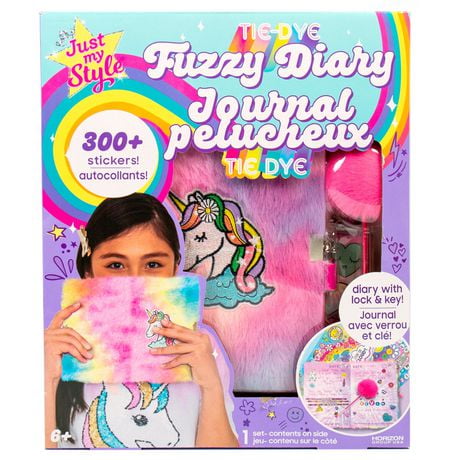 Just My Style Tie-Dye Fuzzy Diary, Diary with lock & key