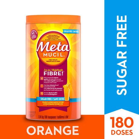 Fibres Metamucil MultiSanté 3 en 1! Supplément de fibres en poudre, sans sucre saveur d’orange, 1,04 kg