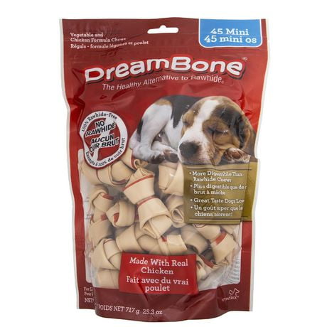 DreamBone Poulet Mini 45ct, 25,3oz, 720g DreamBone Poulet Mini 45 ct, 25,3 oz, 720 g sans cuir brut