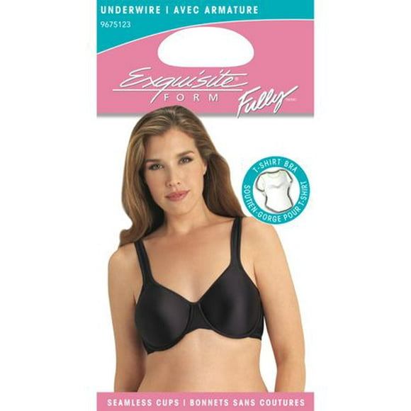 Exquisite Form #9675123 FULLY Full-Support T-Shirt Bra, Seamless Cups, Stretch Satin, Underwire, Sizes 36C - 42DD
