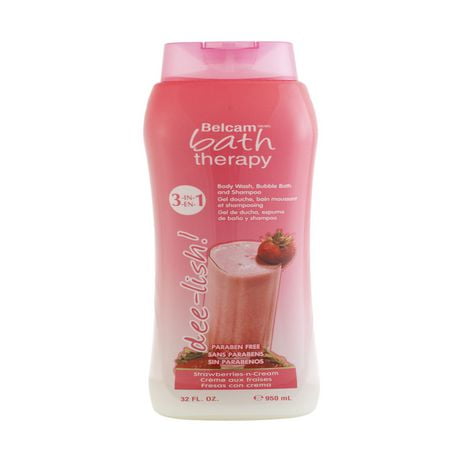 Belcam Gel douche, bain moussant et shampoing 3-en-1 dee-lish Bath Therapy - crème aux fraises