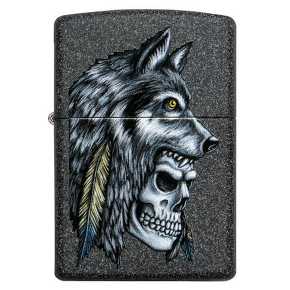 Zippo Wolf Skull Feather Design (29863)