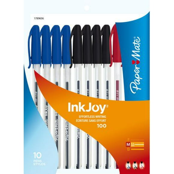 Papermate InkJoy 100 Stick Ballpoint Pens, Medium 1.0 mm, 10PK, Business Colors