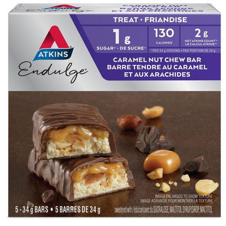 Atkins Endulge Caramel Nut Chew Bars, 5 x 34 g Bars
