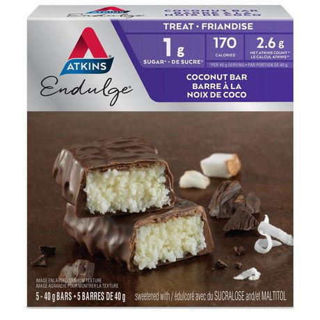 Barres friandise à la noix de coco Endulge d'Atkins 5 barres x 40 g