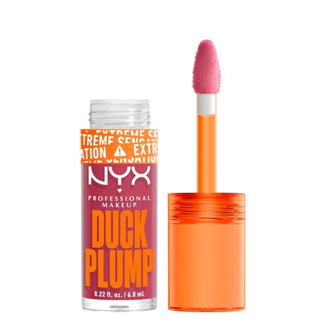 NYX PROFESSIONAL MAKEUP, Duck Plump High Pigment Lip Gloss, Plumping lip gloss, High pigment color, Vegan formula - Strike A Rose (Pink), Infused with spicy ginger