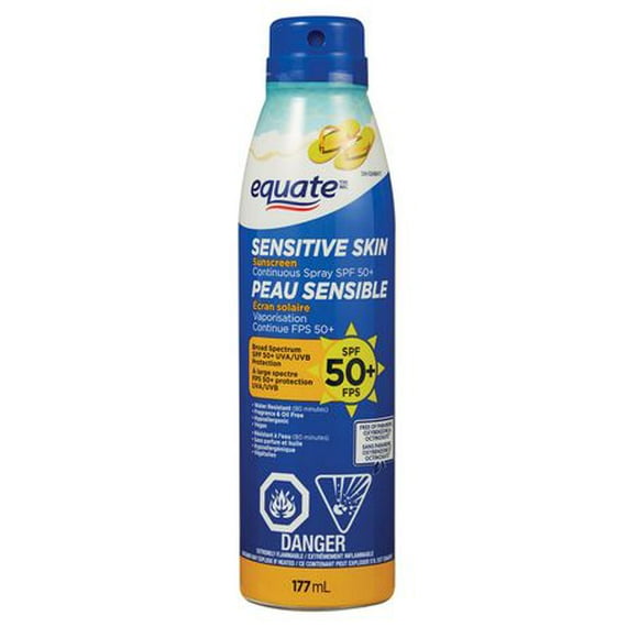 Equate Sensitive Skin SPF 50+ Continuous Spray Sunscreen, 177mL