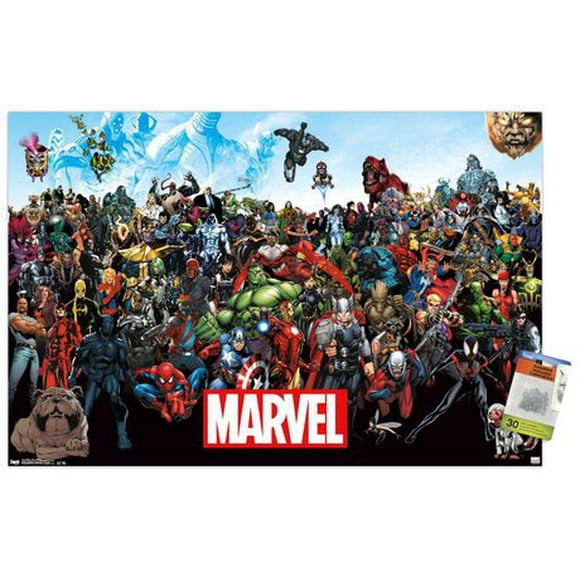 Marvel Comics - The Marvel Lineup 14.725" x 22.375" Wall Poster with Poster Mounts, by Trends International