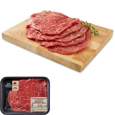 Bifteck d'intérieur de ronde à sandwich, Mon marché fraîcheur, 5 à 8 biftecks, Bœuf Angus AAA, 0,33 - 0,60 kg