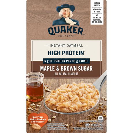 Quaker High Protein Maple & Brown Sugar Instant Oatmeal ...