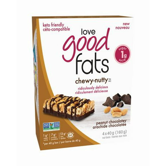 Love Good Fats Chewy-Nutty peanut chocolatey bar, 4 x 40g (160g)