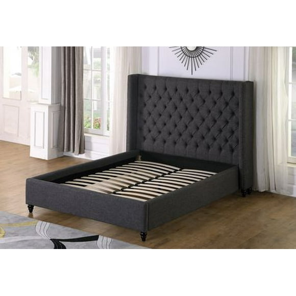 Venetian King Platform Bed, Grey