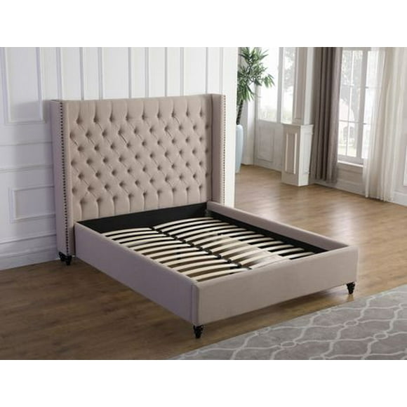 Venetian King Platform Bed, Beige