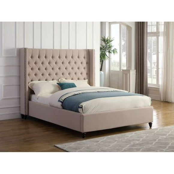 Venetian King Platform Bed, Beige