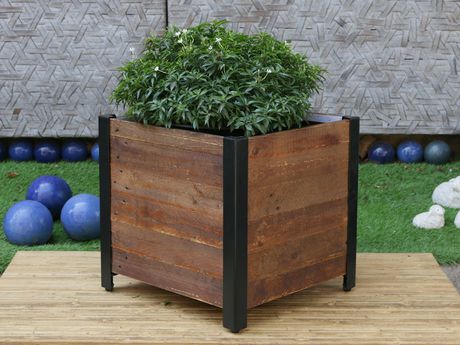 Grapevine Square Urban Garden Recycled Wood Planter Box ...