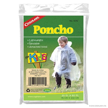 Coghlan's Kids Poncho, Fits kids ages 6 and up.