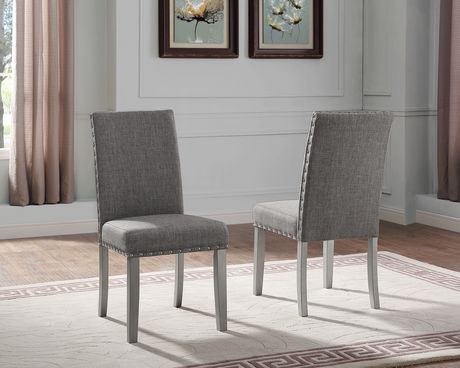 Bella Dining Chair With Nail Head Trim, Head Dining Chairs Gray
