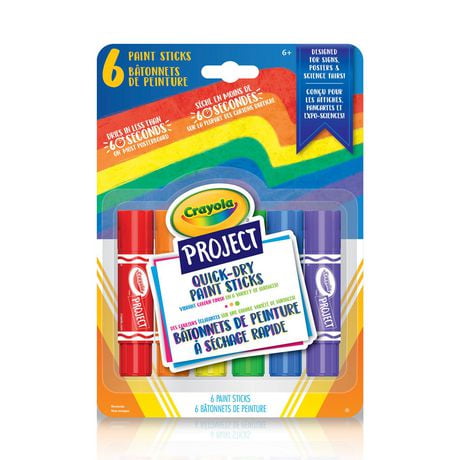 Crayola Project Quick-Dry Paint Sticks, 6 Count, Quick-dry paint sticks
