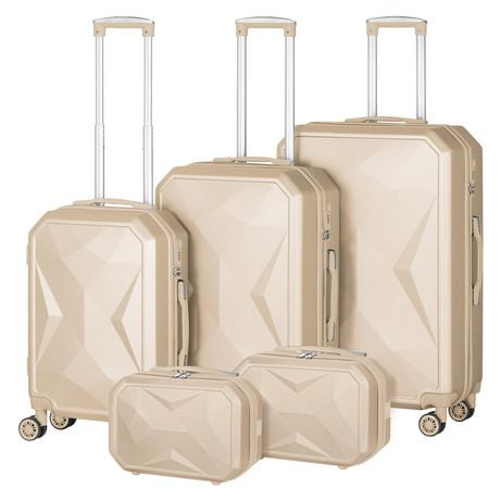 HIKOLAYAE Upright Luggage with 8-Wheel Spinner, 5 Piece - TSA Compliant
