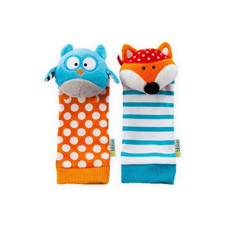 bblüv - Düo - Chaussettes d'éveil colorées pour bébés (Renard et Hibou)