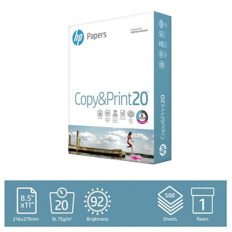 HP Copy & Print20 Printer Paper, 8.5x11 Paper, 20lb, 1 Ream