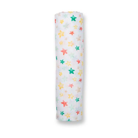 Lulujo Cotton Muslin Swaddling Blanket Star Bright | Walmart Canada