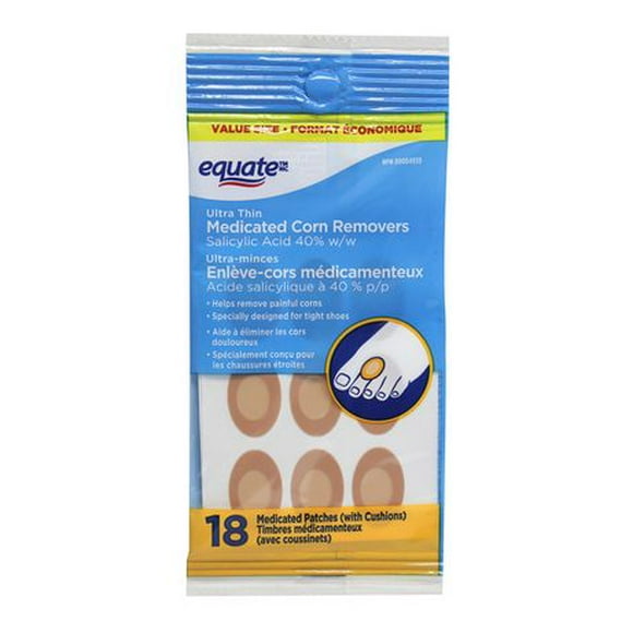 Equate Ultra Thin Medicated Corn Removers - Value Size, 18 Medicated Patches