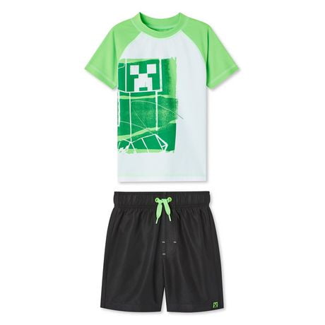 Minecraft Boys' Rash Guard 2-Piece Set