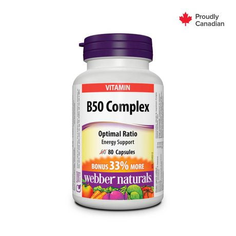 Webber Naturals® B50 Complex, 80 capsules, BONUS! 33% More