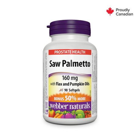 Webber Naturals® Saw Palmetto with Flax and Pumpkin Oils, 160 mg, 90 softgels, BONUS! 50% More