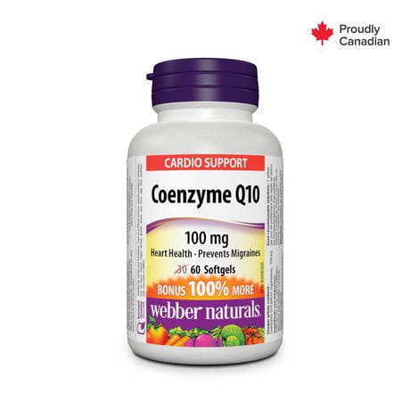 Webber Naturals Coenzyme Q10, 100 mg 60 gélules, Prime ! 100 % de plus