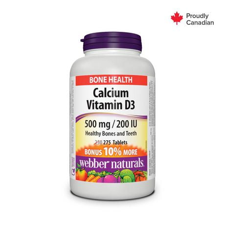 Webber Naturals® Calcium Vitamin D3, 500 mg/200 IU, 275 Tablets, BONUS!