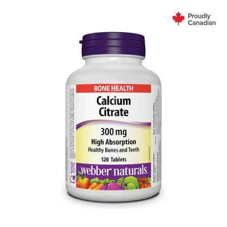 Webber Naturals Citrate de Calcium, Forte Absorption, 300 mg 120 comprimés