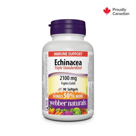 Webber Naturals Échinacée Normalisation triple, 2100 mg 90 gélules, PRIME ! 50 % de plus