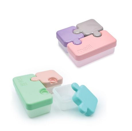 melii 2 Pack Puzzle Bento Box Container for Kids, 3 Compartments ...