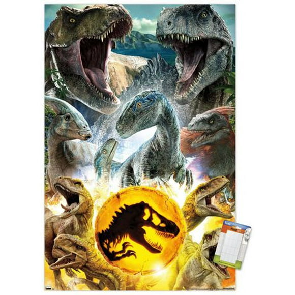 Jurassic World: Dominion Group 22.375" x 34" Wall Poster with Push Pins, by Trends International
