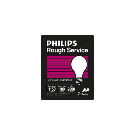 PHILIPS ampoule A19 de 100 W à culot moyen pour service intense paq/ de 2 INC 100W A19 2