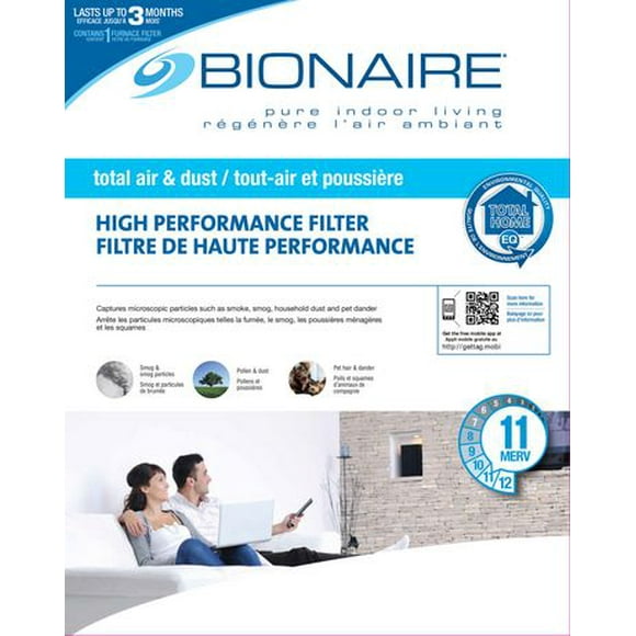 Filtre de fournaise tout-air haute performance Bionaire 20 x 20 po - BFFTA-2020D