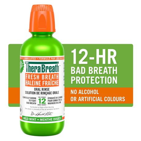 TheraBreath Fresh Breath Oral Rinse - Mild Mint, Fights Bad Breath, Certified Vegan, Gluten-Free, & Kosher, 473ml Mouthwash, Dentist Formulated Fresh Breath Oral Rinse