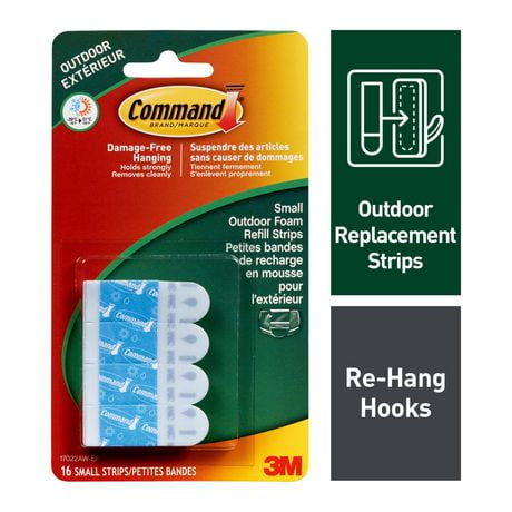 Command™ Outdoor Refill Strips 17022AW-EF, Small, 16 Strips Per Pack
