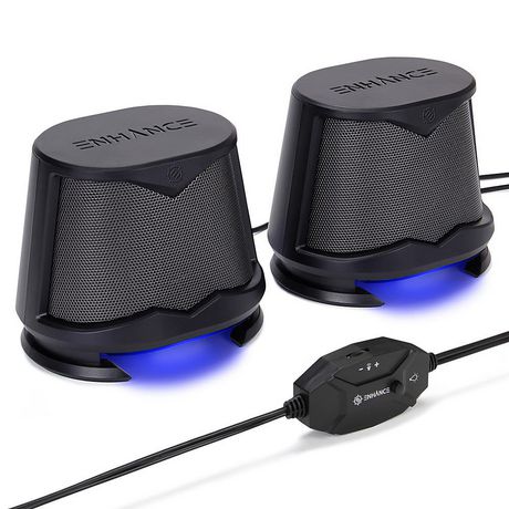 Enhance Sb2 Computer Speakers With Blue, Led Desktop Computer Setup Connections