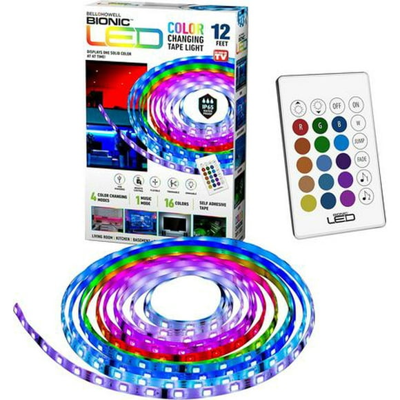 Bell+Howell Bionic LED Tape Light LED Strip Light Color Changing Light in 16 Colors, 4 Modes with Remote Control, LED Lights