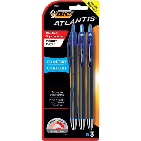 UPC 070330196759 product image for Bic Atlantis Comfort Retractable Ball Pen, Medium Point (1.0Mm), Blue, 3 Count W | upcitemdb.com