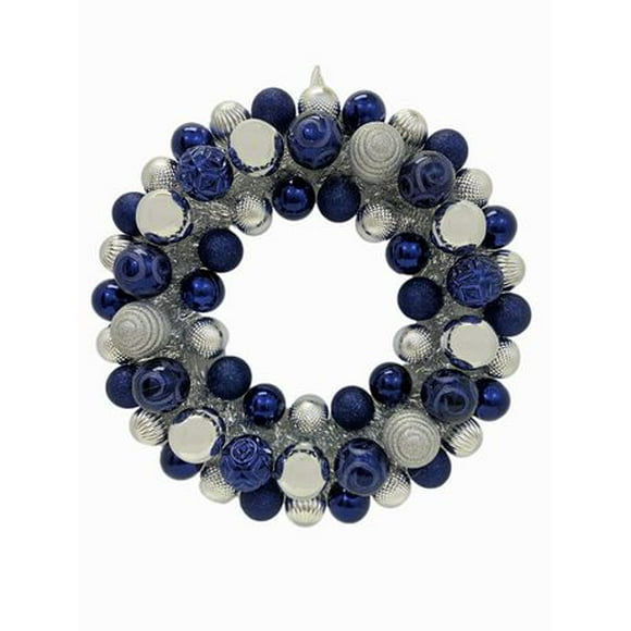 Holiday Time 20 inch, Navy and Silver, Shatterproof wreath
