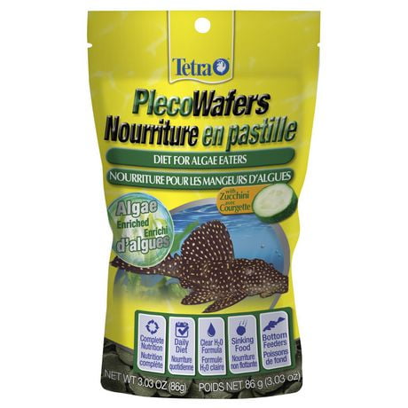 Tetra Pleco Wafers Fish Food with Zucchini for Algae Eaters, 86 g