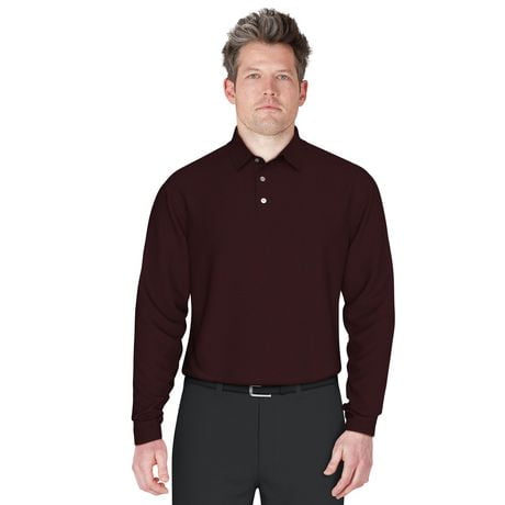 Ben Hogan Men's Feeder Stripe Long Sleeve Golf Polo Shirt, Ben Hogan Men's Golf Polo