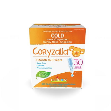 Boiron Coryzalia 30 Doses for children, Coryzalia relieves cold symptoms such as nasal congestion, runny nose and acute rhinitis.