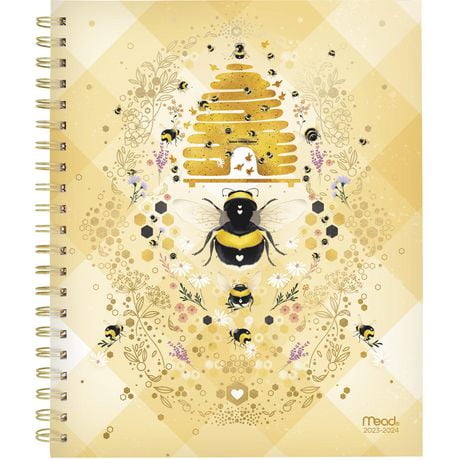 Mead® Large Honey Bee Yellow 2024 Weekly/Monthly Academic Planner